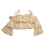 Alice Pi Top Plain With Beige Pleats For Girls