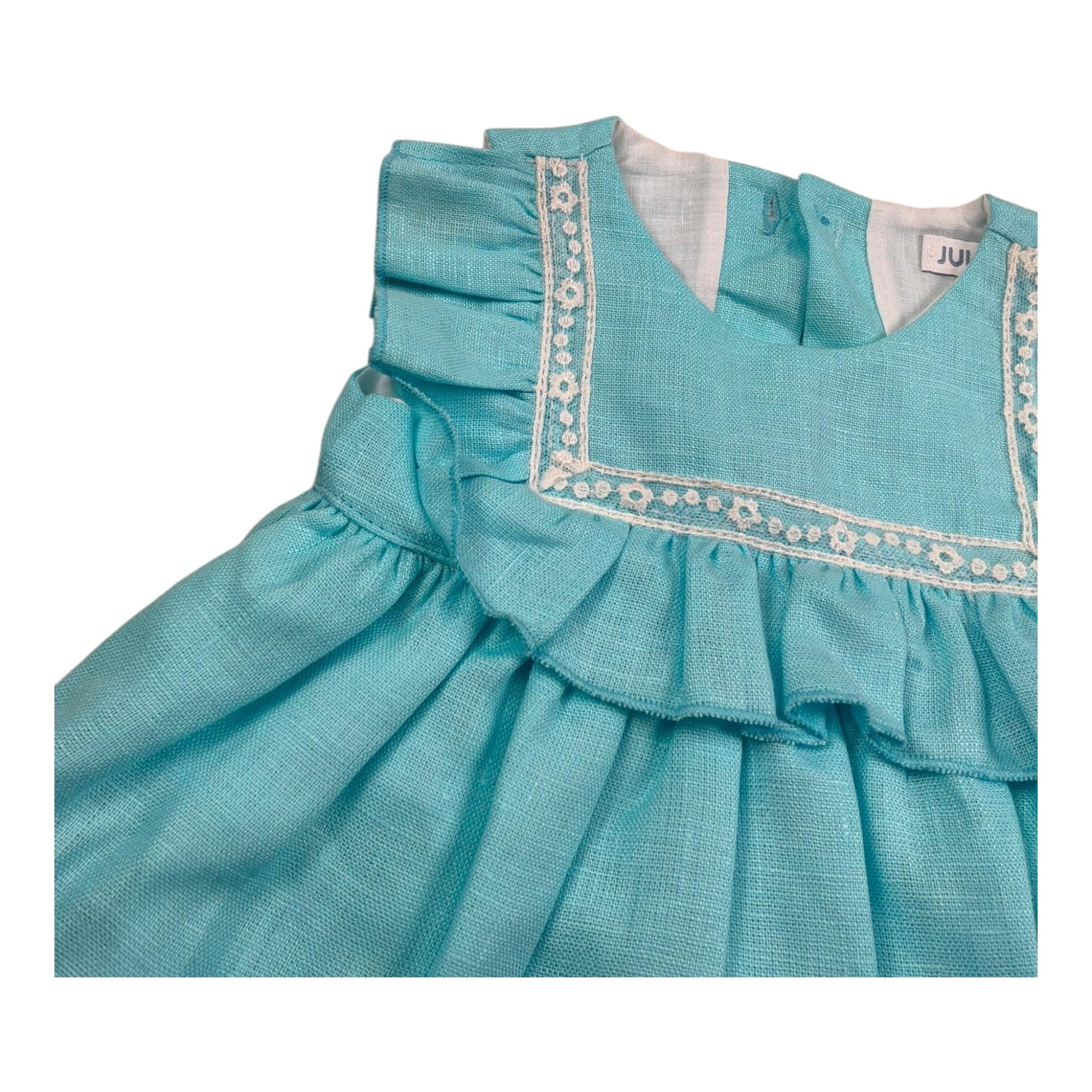 Juliana Abito Giromanica Tinta Unita per Neonata 25127 TURCHESE JULIANA 
