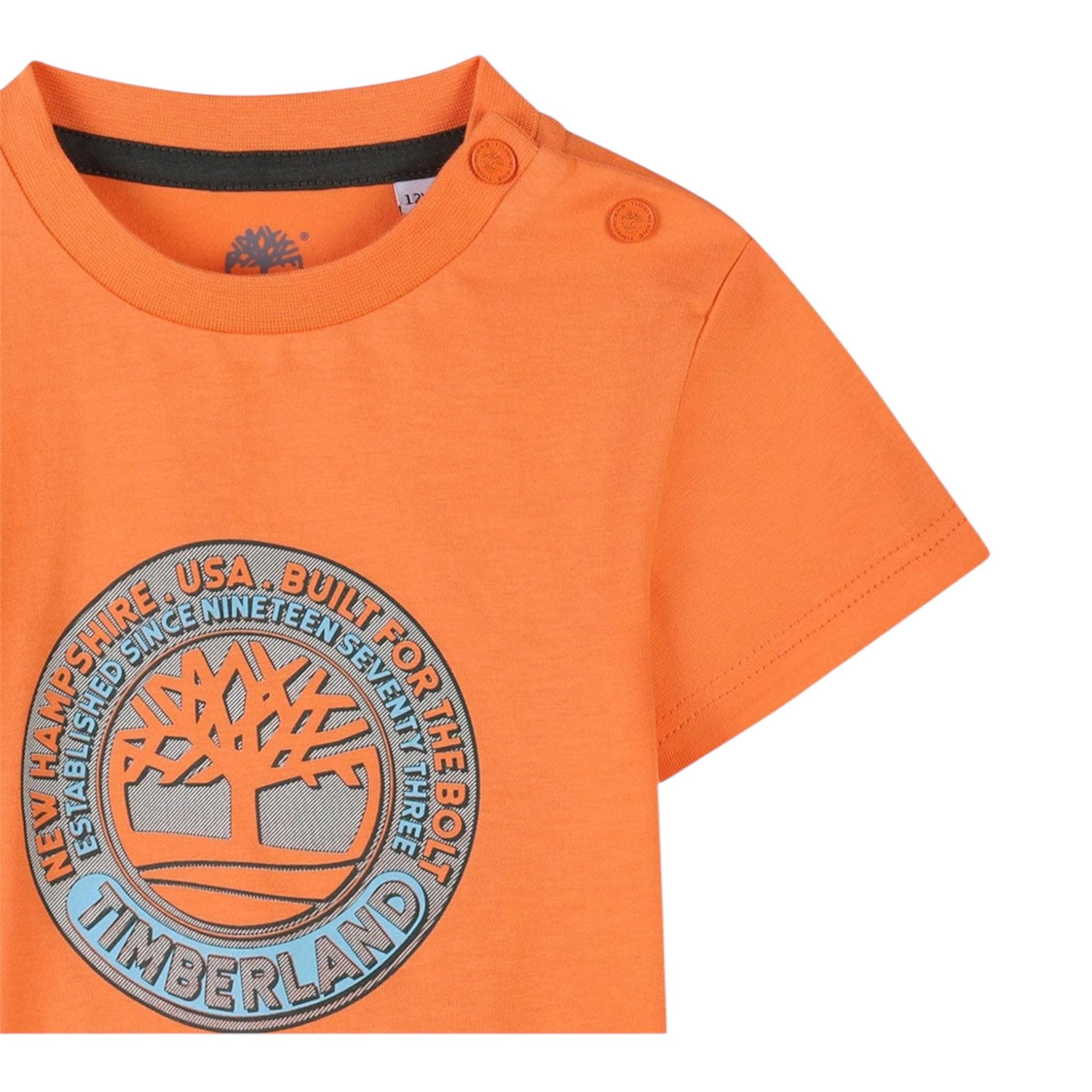 Timberland T-Shirt Girocollo Tinta Unita con Stampa per Neonato T60508 ARANCIONE TIMBERLAND 