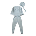 Juliana Completo 3 Pezzi Maglia-Ghettina-Cappello Azzurro per Neonata 25027 AZZURRO JULIANA 