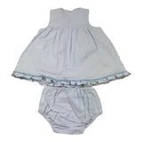 Yoedu Baby Girl Solid Color Striped Dress Set-White Culotte