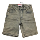 Cesare Paciotti Solid Color Denim Bermuda Shorts With Adjustable Waistband Grey For Boys