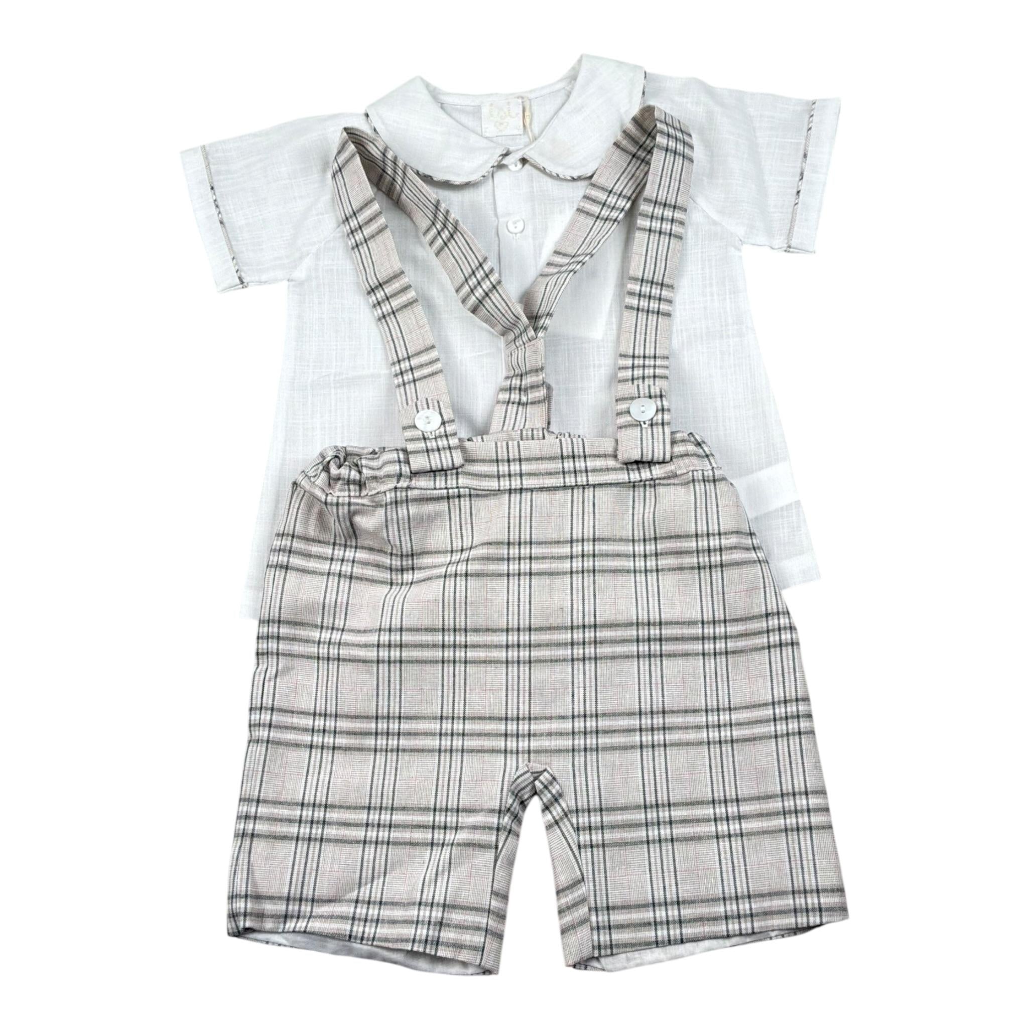 Malvi & Co Completo 2 Pezzi Camicia-Salpette Bianco per Neonato S24I130STLQ BIANCO MALVI & CO 