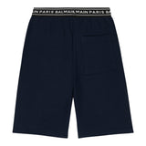 Balmain Bermuda In Solid Color Fleece With Elastic Waistband With Logo Blue For Boys