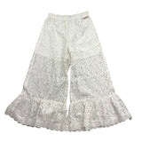 Twinset Plain White Palazzo Trousers With Embroidery For Girls