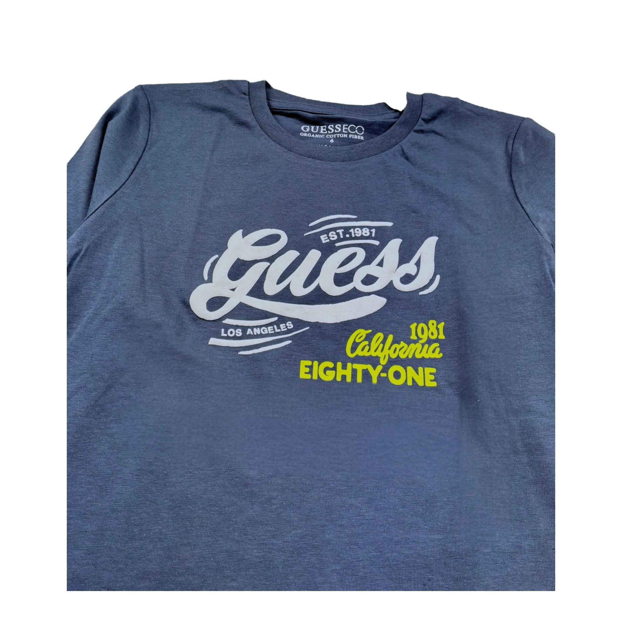 Guess Shirt Girocollo Tinta Unita con Logo per Neonato N5RI17K8HM4X BLU GUESS 