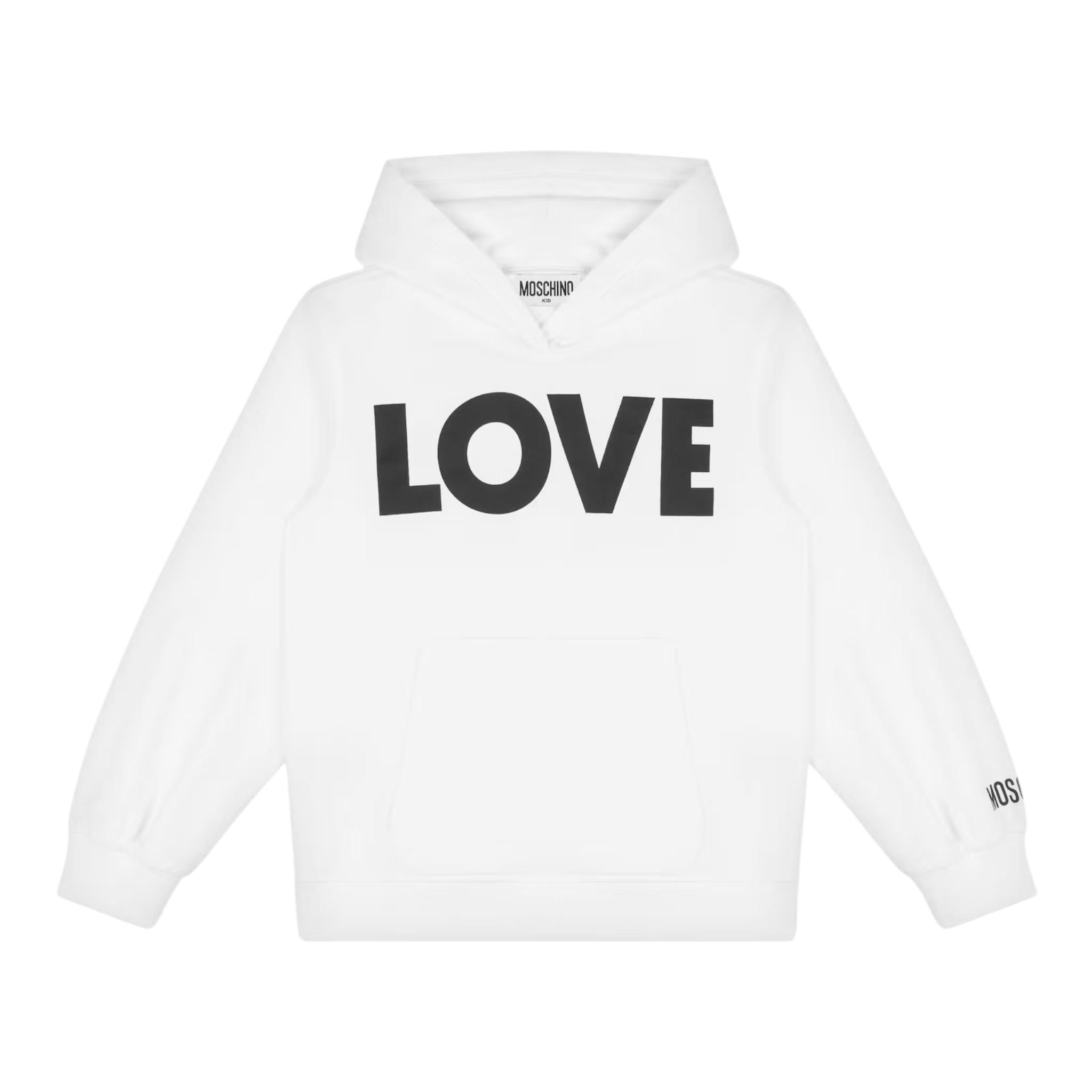 MOSCHINO felpa tinta unita con cappuccio e stampa Bianco per Bambina HDF063X BIANCO MOSCHINO 