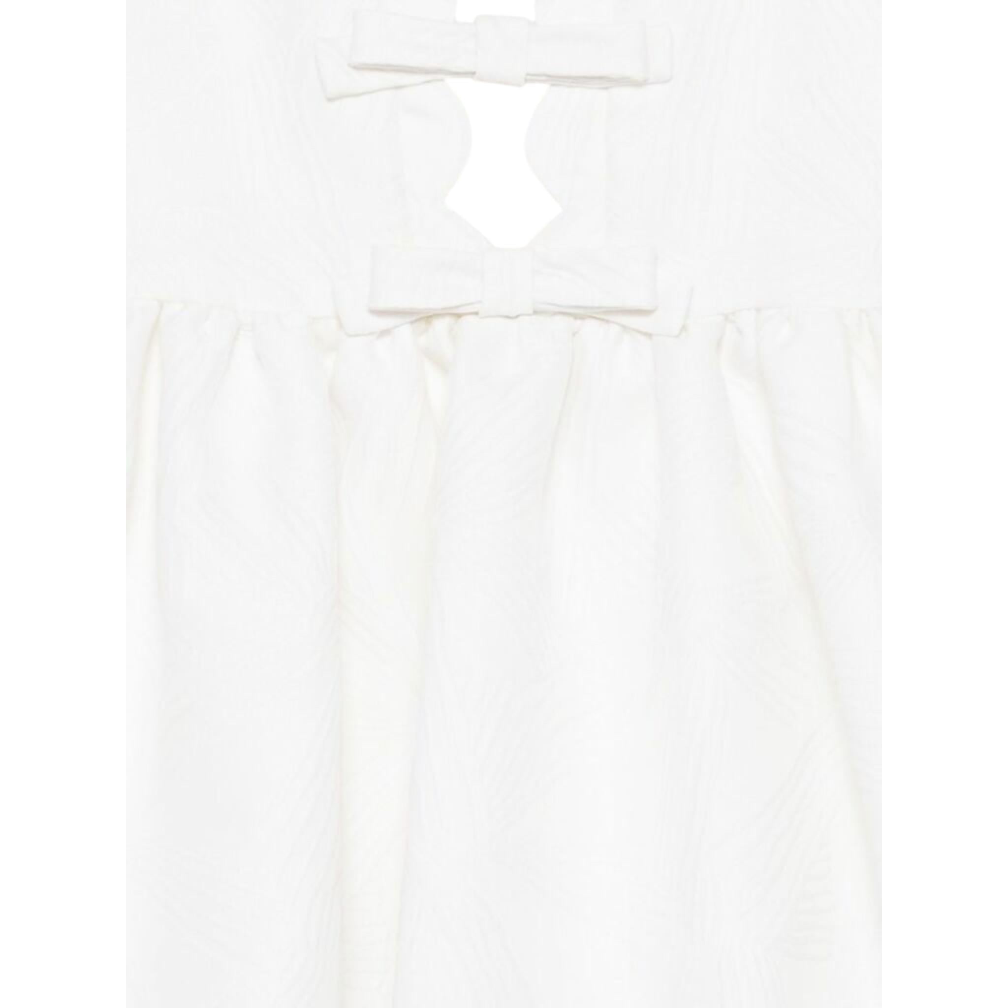 Simonetta Abito Tinta Unita Giromanica con Fiocco per Bambina SW1A82X BIANCO SIMONETTA 