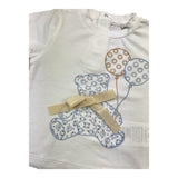 Le Bebe' Solid Color Crew Neck T-Shirt with Contrasting Print White for Baby Girls