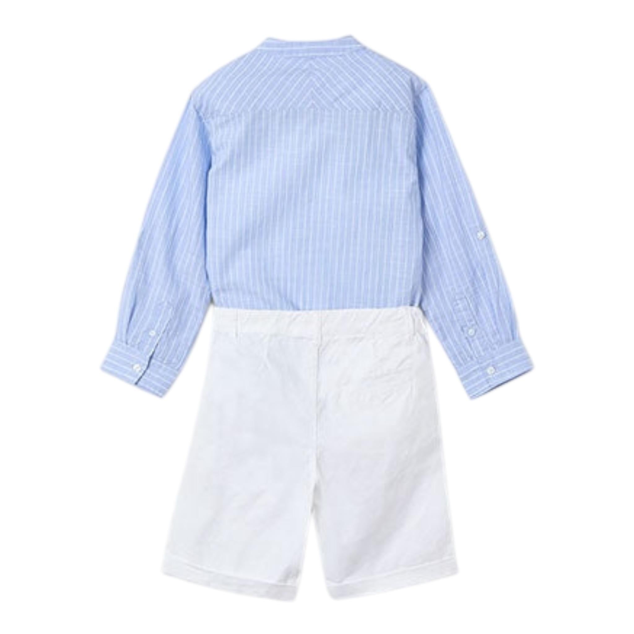 Mayoral Completo 2 Pezzi Camicia-Bermuda Bicolore per Bambino 3230 BIANCO/AZZURRO MAYORAL 