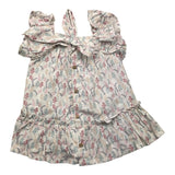 Babidu Dress with Armholes Solid Color and Contrast Pattern White for Baby Girl