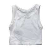 Disclaimer Solid Color Crew Neck Tank Top With White Print For Girls