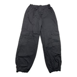 Cecyle Solid Color Cargo Pants With Elastic Waist Black For Girls