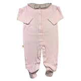Baby Gi Long Sleeve Onesie Solid Color With Pockets And Contrast Collar Pink For Newborn