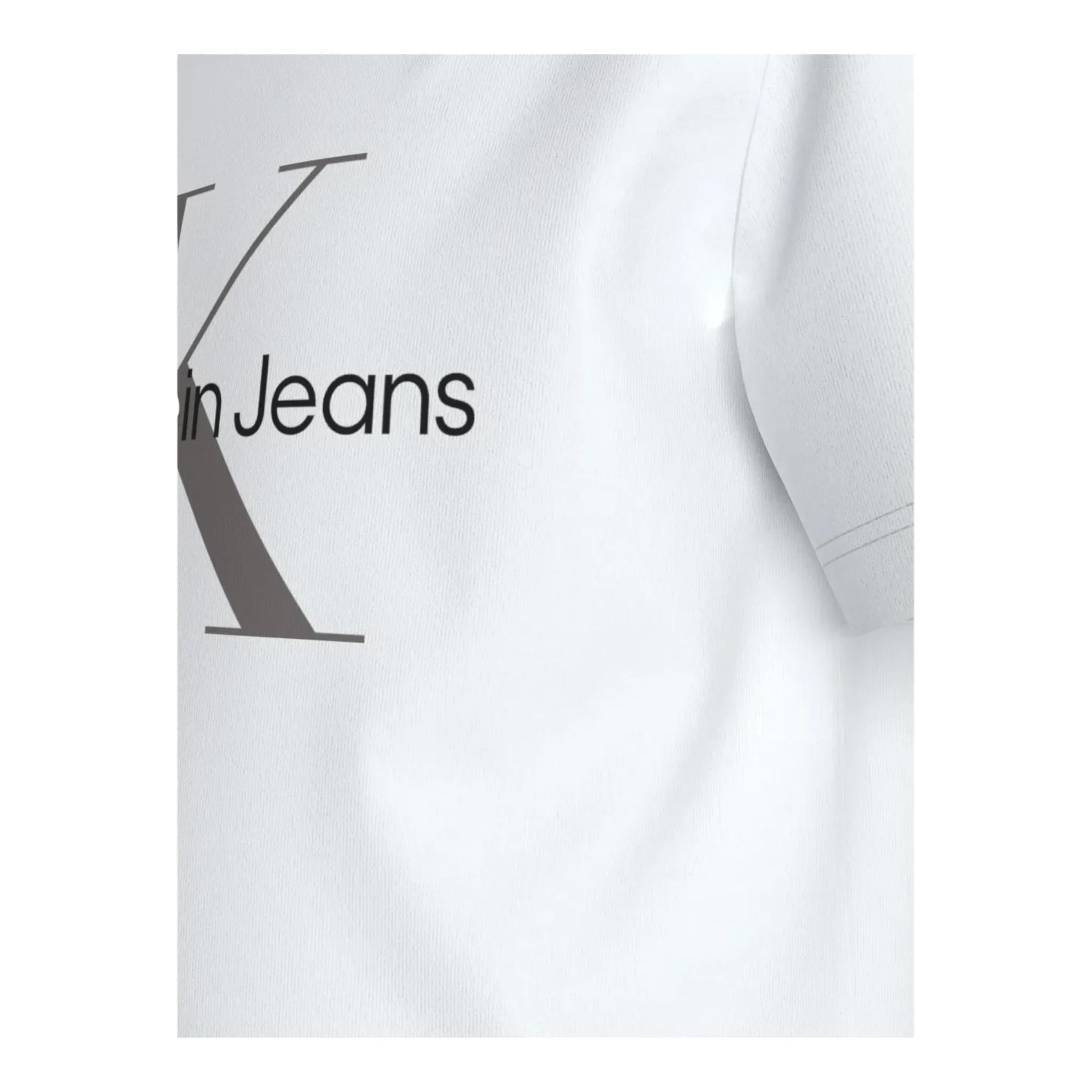 Calvin Klein T-Shirt Girocollo Tinta Unita con Stampa per Bambino IU0IU00676 BIANCO CALVIN KLEIN 