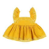 Stella Mccartney Yellow Armhole Embroidery Solid Color Top For Girls