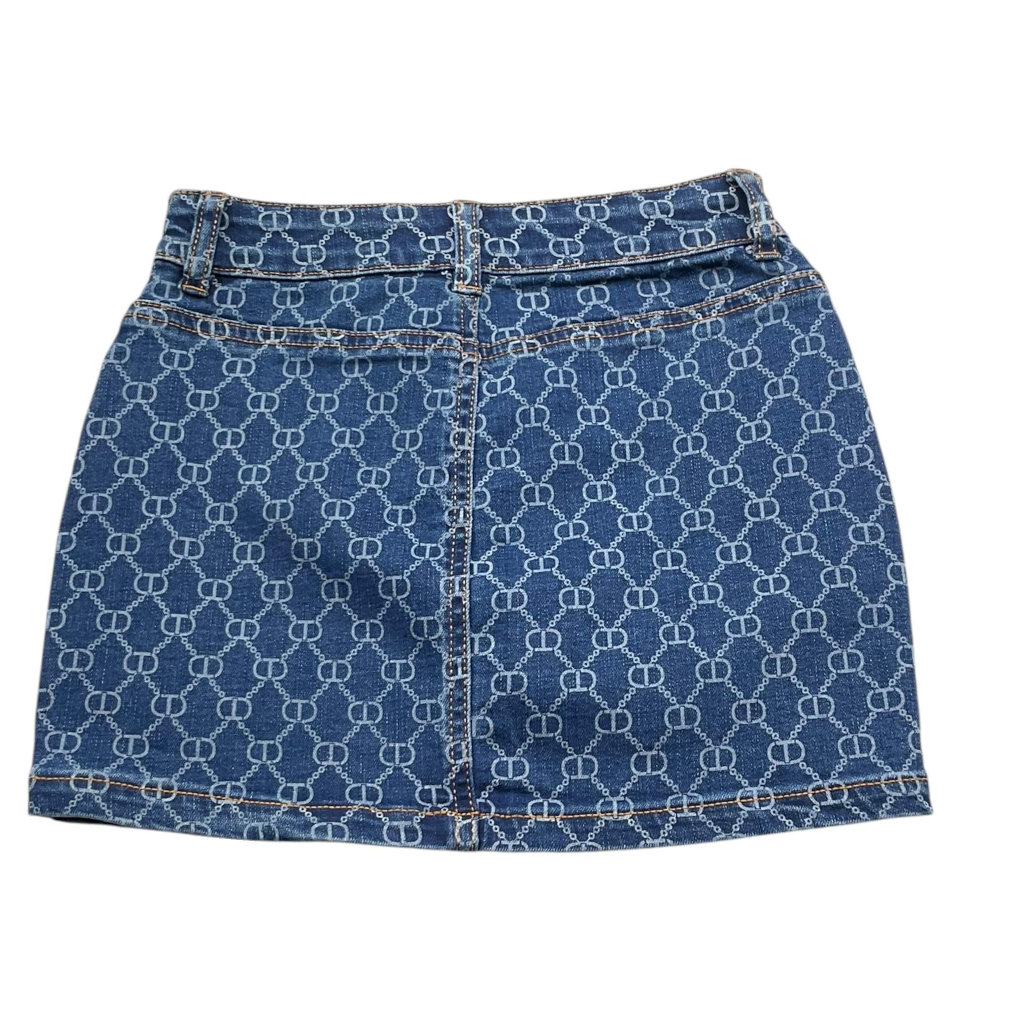 Twinset Gonna Tinta Unita con Stampa In Denim per Bambina 251GJ2111 BLU TWINSET 