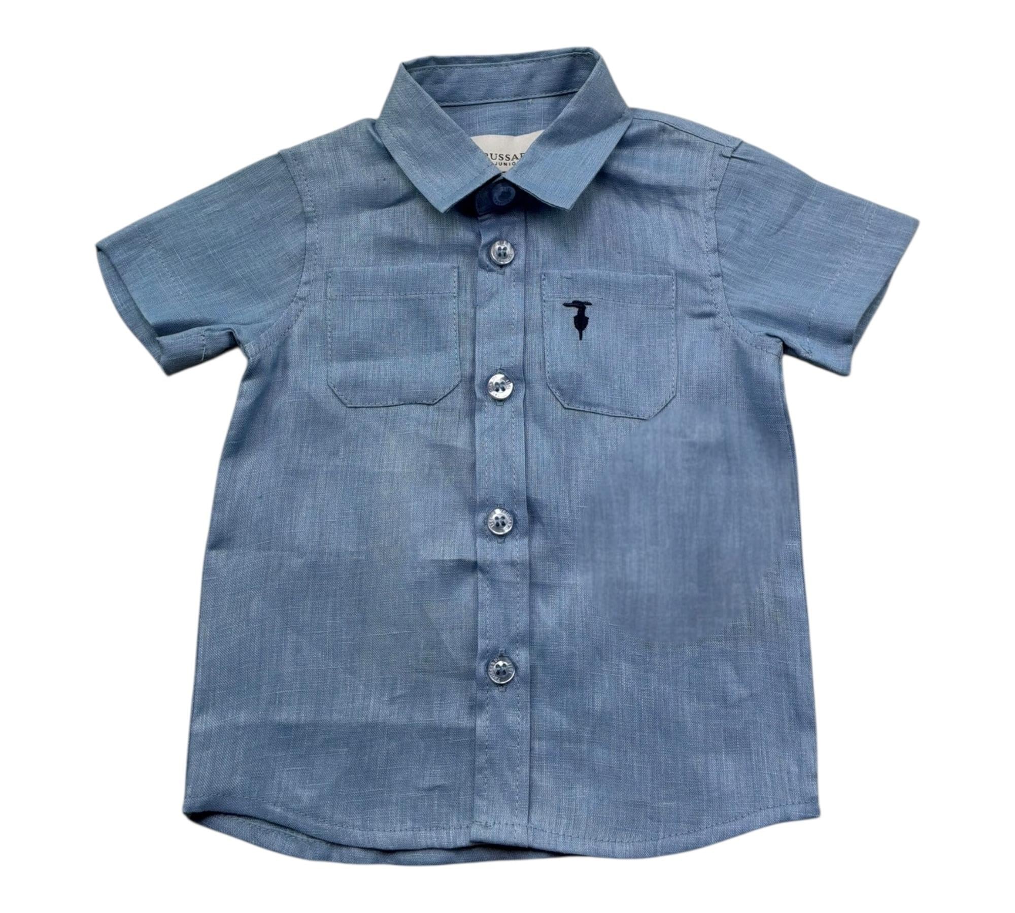 Trussardi Camicia Mezza Manica Tinta Unita con Taschino per Neonato TIP26104CA AZZURRO TRUSSARDI 