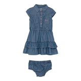 Guess Abito Giromanica In Denim Tinta Unita con Culotte per Neonata A5GK12D3X20 BLU GUESS 
