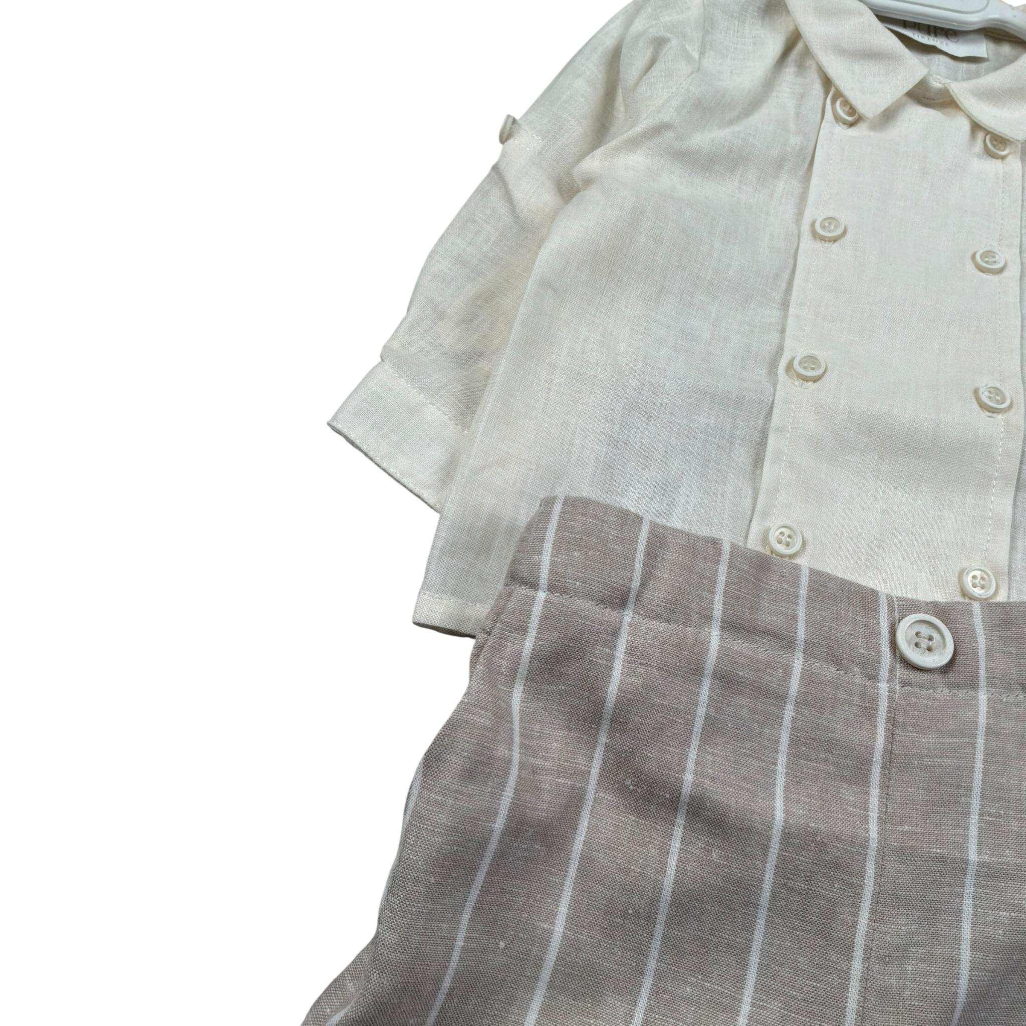 Pure Firenze Completo 2 Pezzi Camicia-Bermuda Beige per Neonato PC03310 BEIGE PURE FIRENZE 
