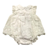 Barcellino Romper Half Sleeve Solid Color With White Embroidery For Newborn