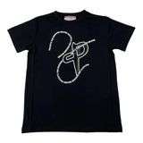 Cesare Paciotti Crewneck T-Shirt Solid Color with Black Print for Kids