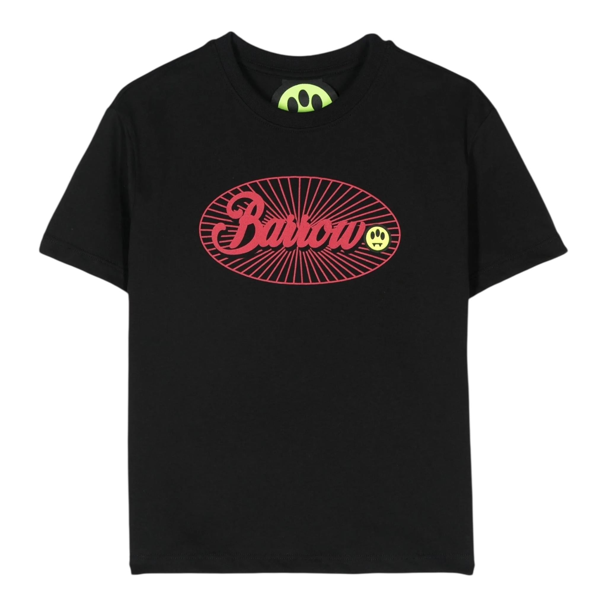 BARROW KIDS t-shirt gircollo tinta unita con logo Nero per Bambino F4BKJUTH030 NERO BARROW KIDS 