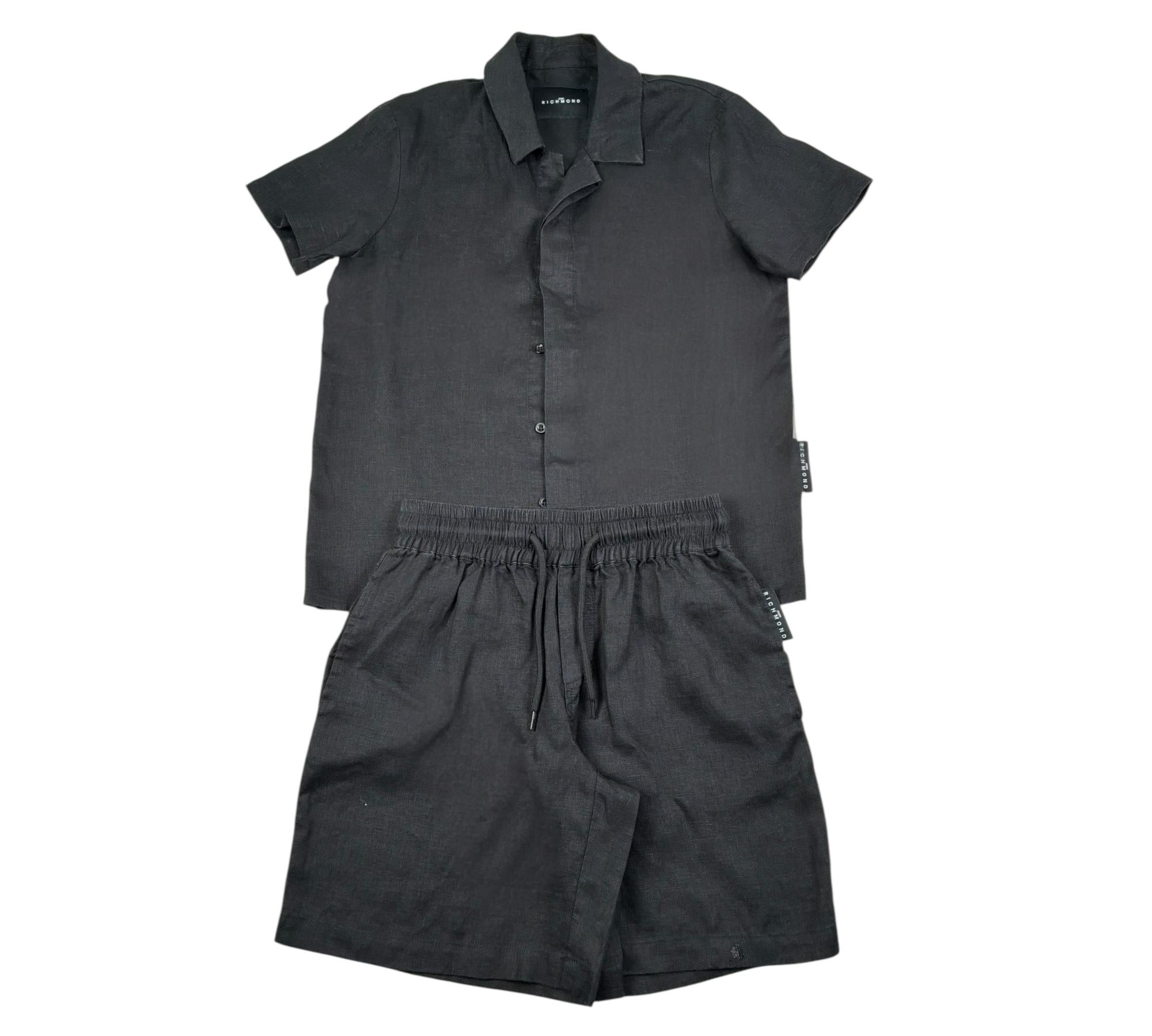 John Richmond Completo 2 Pezzi Camicia-Bermuda Tinta Unita per Bambino RBP26213CL NERO JOHN RICHMOND 