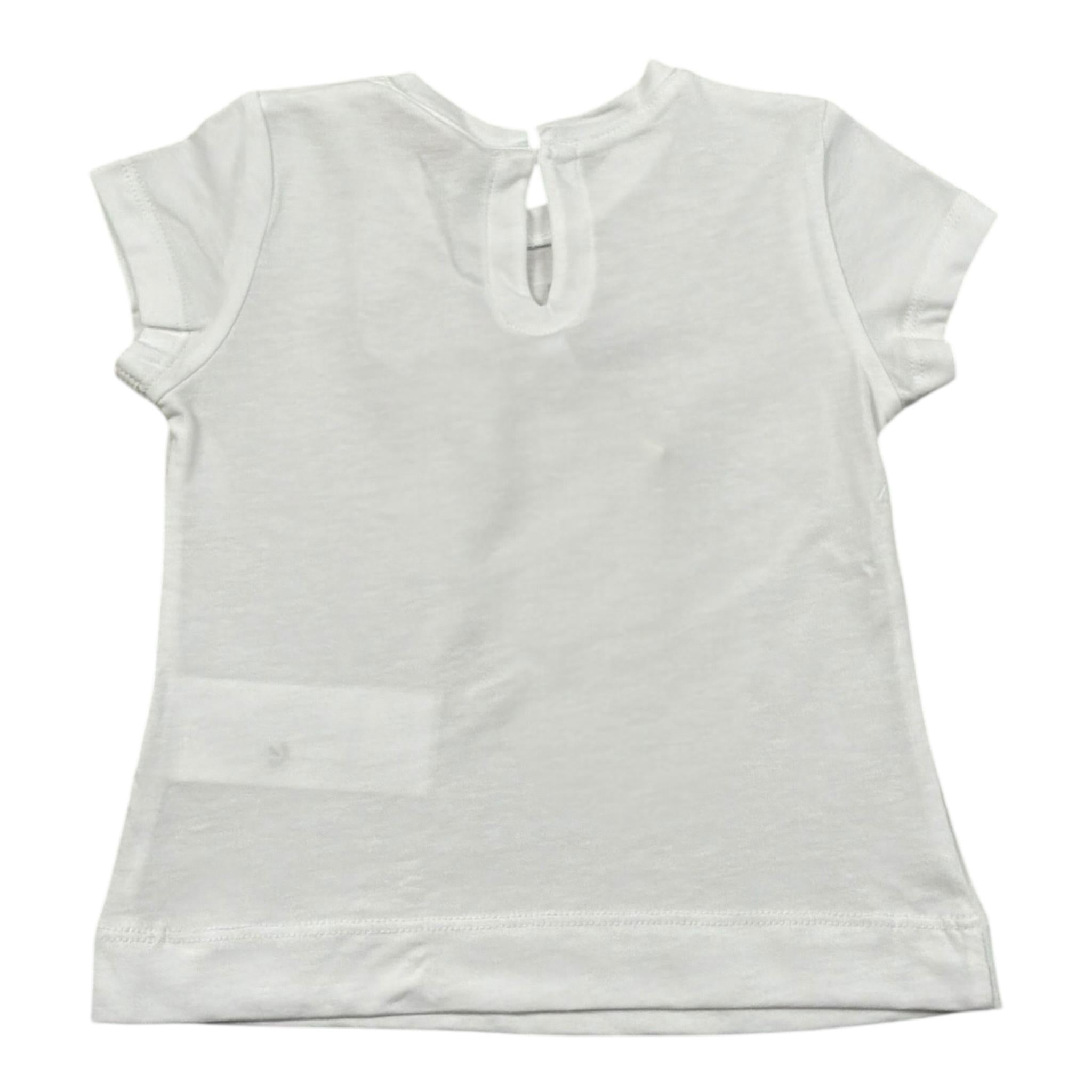 Monnalisa T-Shirt Girocollo Tinta Unita con Brillantini per Neonata 39E610X BIANCO MONNALISA 