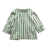 La Stupenderia Solid Color Jacket With Green Striped Pattern For Newborn