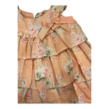 Valentina Bebes Set Solid Color Dress with Pattern-Peach Culotte for Baby Girl