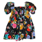Aniye By Girl Solid Color Print Black Half Sleeve Dress For Girls