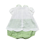 Bimbalo' Pagliaccetto Bicolore con Colletto Bianco/Verde per Neonata 7568 BIANCO/VERDE BIMBALO' 