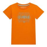 Guess T-Shirt Girocollo Tinta Unita con Stampa per Bambino N5RI25K8HM4 ARANCIONE GUESS 