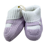 Little Bear Two-Tone White/Lilac Baby Booties