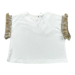 Magil T-Shirt Tinta Unita con Frange per Neonata FN26165 BIANCO MAGIL 