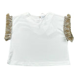 Magil T-Shirt Tinta Unita con Frange per Neonata FN26165 BIANCO MAGIL 