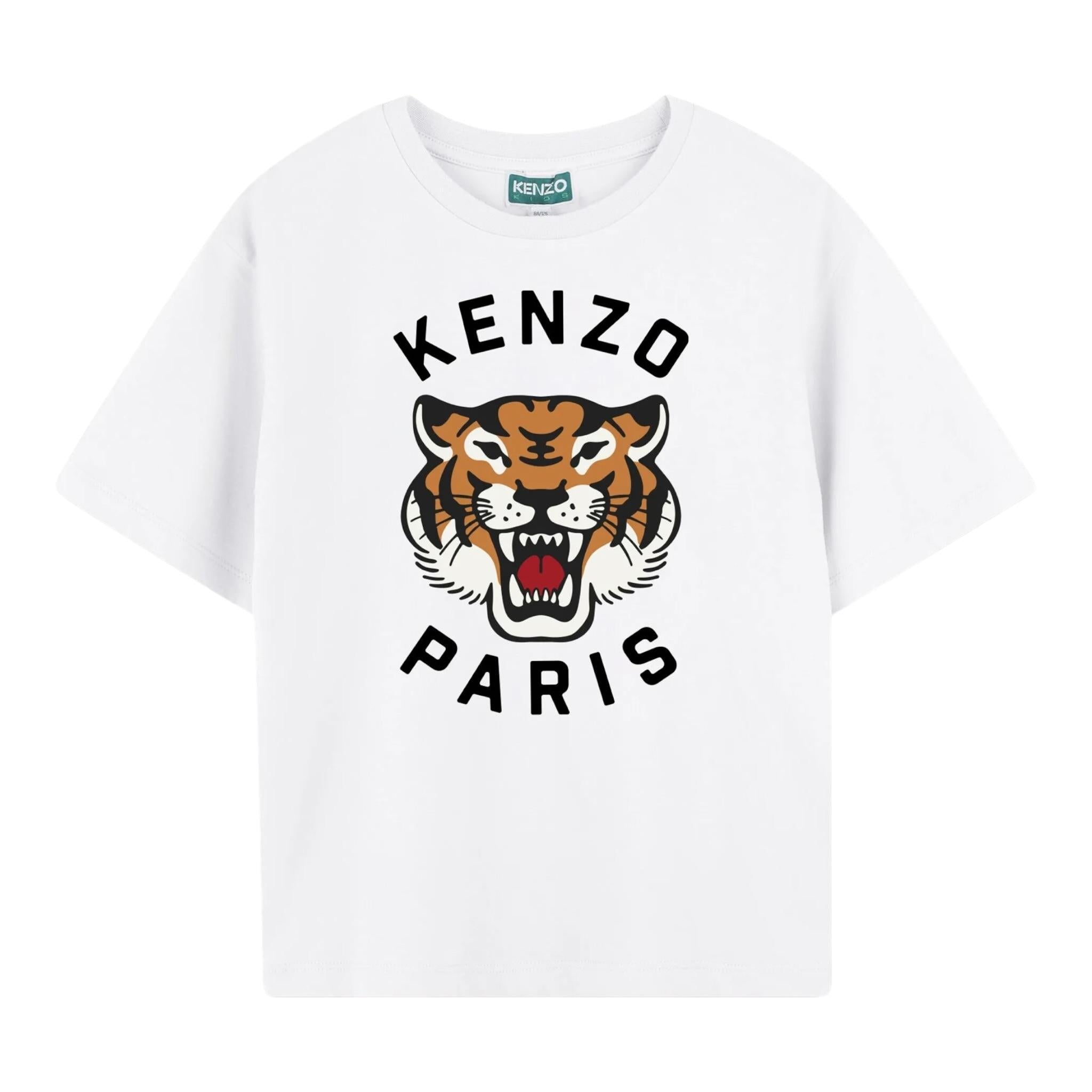 Kenzo T-Shirt Girocollo Tinta Unita con Stampe per Neonata K61137NX BIANCO KENZO 