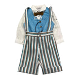 Light Colors 4 Piece Set Shirt-Waistcoat-Bermuda Shorts With Suspenders-Bow Tie Light Blue For Boys