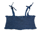 Liu Jo Solid Color Denim Top With Blue Straps For Girls