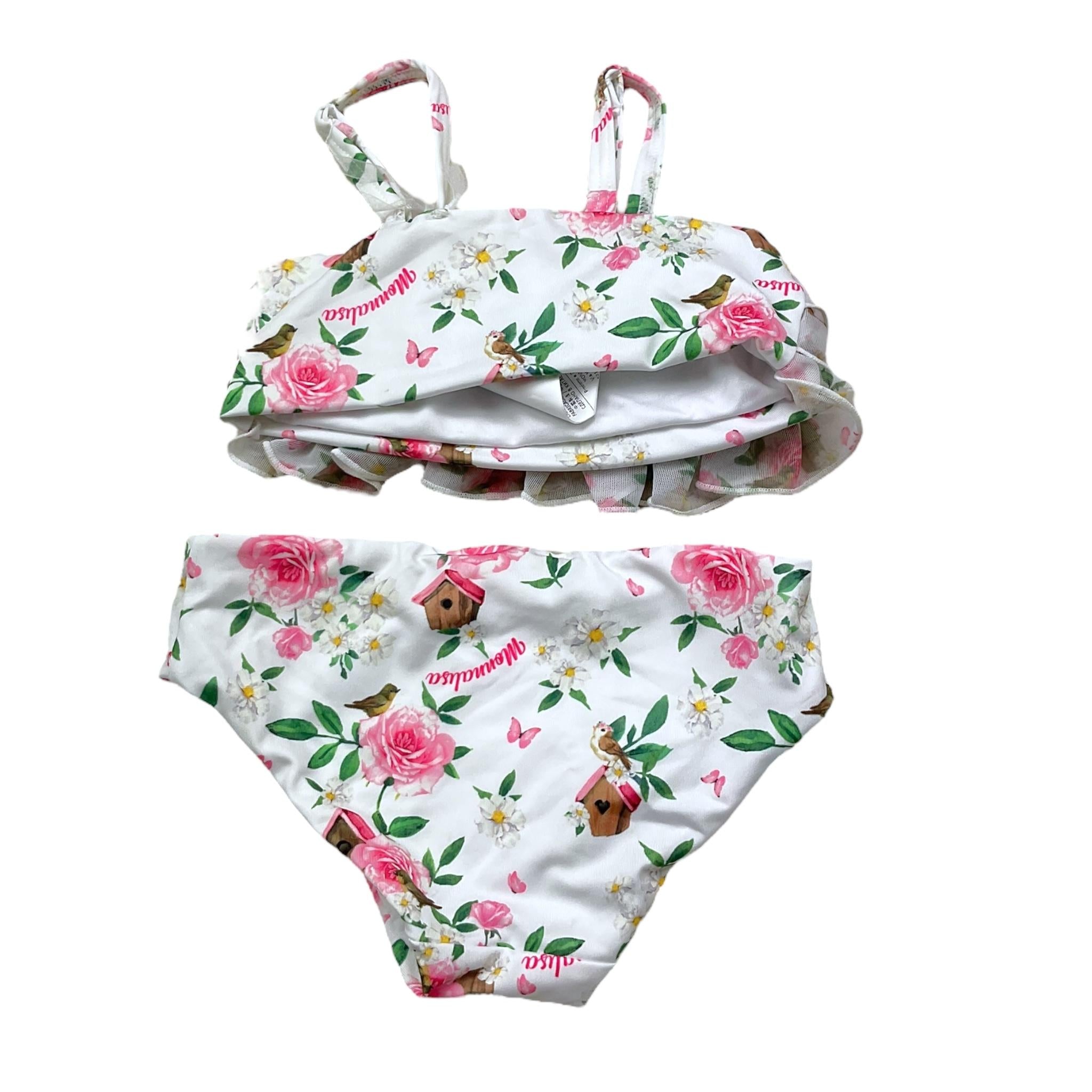 Monnalisa Costume 2 Pezzi Fascia-Slip con Fantasia per Neonata 39C041 BIANCO MONNALISA 