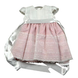 Artesania Infantil Abito Mezza Manica Tinta Unita con Cinturino per Neonata 450 BIANCO/ROSA ARTESANIA INFANTIL 