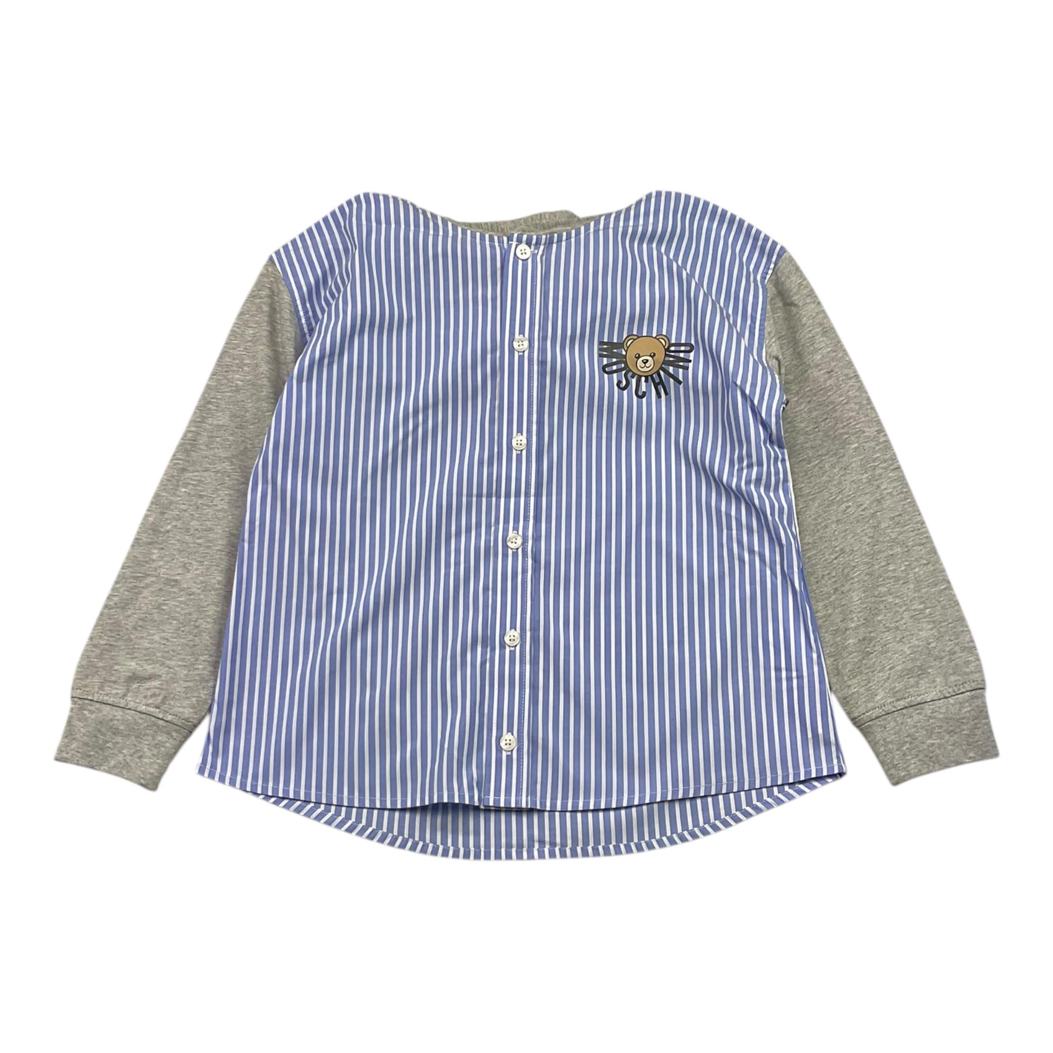 MOSCHINO felpa bicolore con camicia incorporata e fantasia a righe Grigio/azzurro per Bambino HC01O GRIGIO/AZZURRO MOSCHINO 