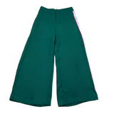 Iceberg Palazzo Pants Solid Color With Adjustable Waist And Contrasting Trim Green For Girls