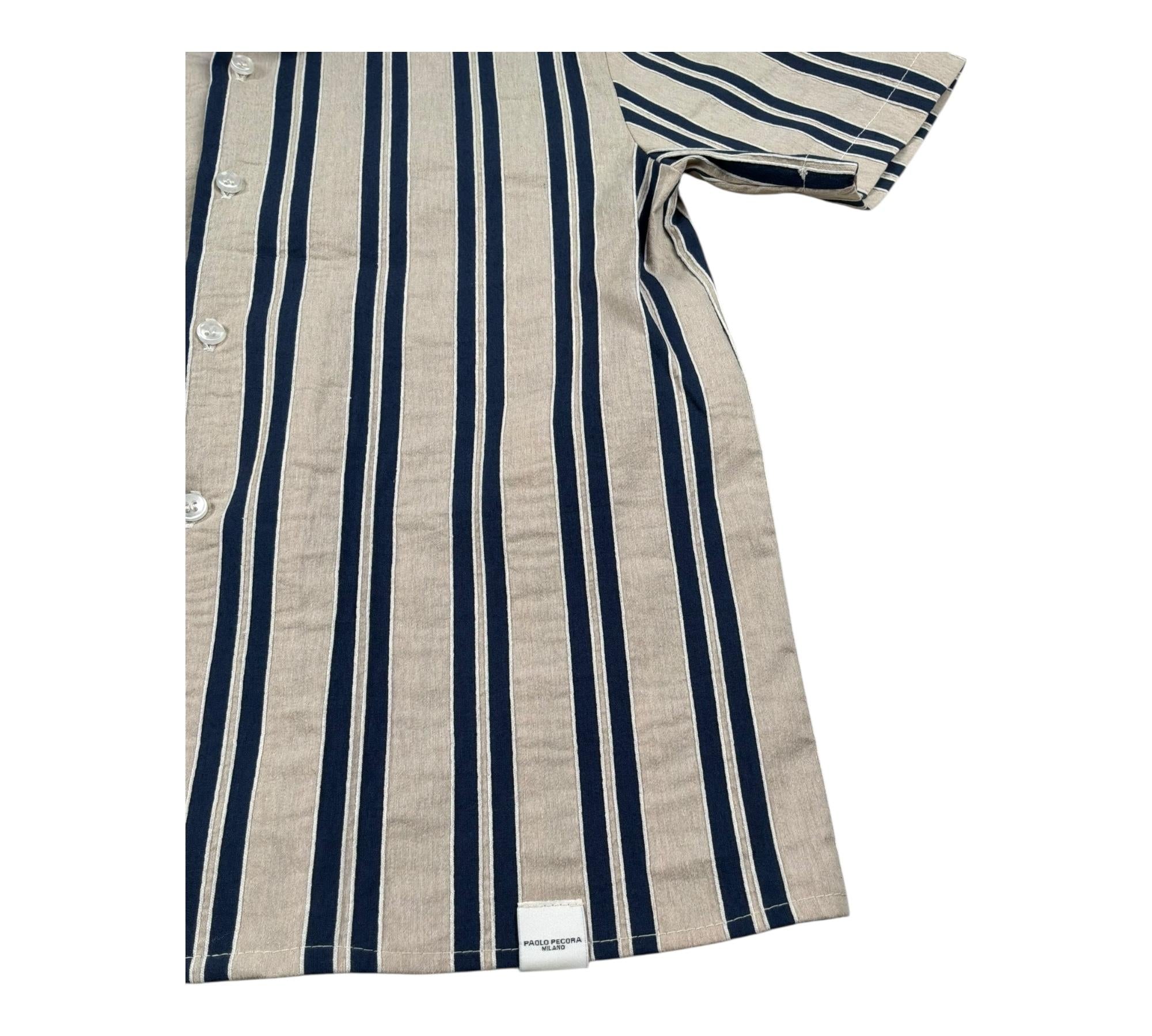 Paolo Pecora Camicia Mezza Manica Fantasia A Righe per Bambino PP4390 BEIGE PAOLO PECORA 