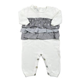 Per Te Tutina Tinta Unita con Balze In Contrasto per Neonata 53110 BIANCO PER TE 