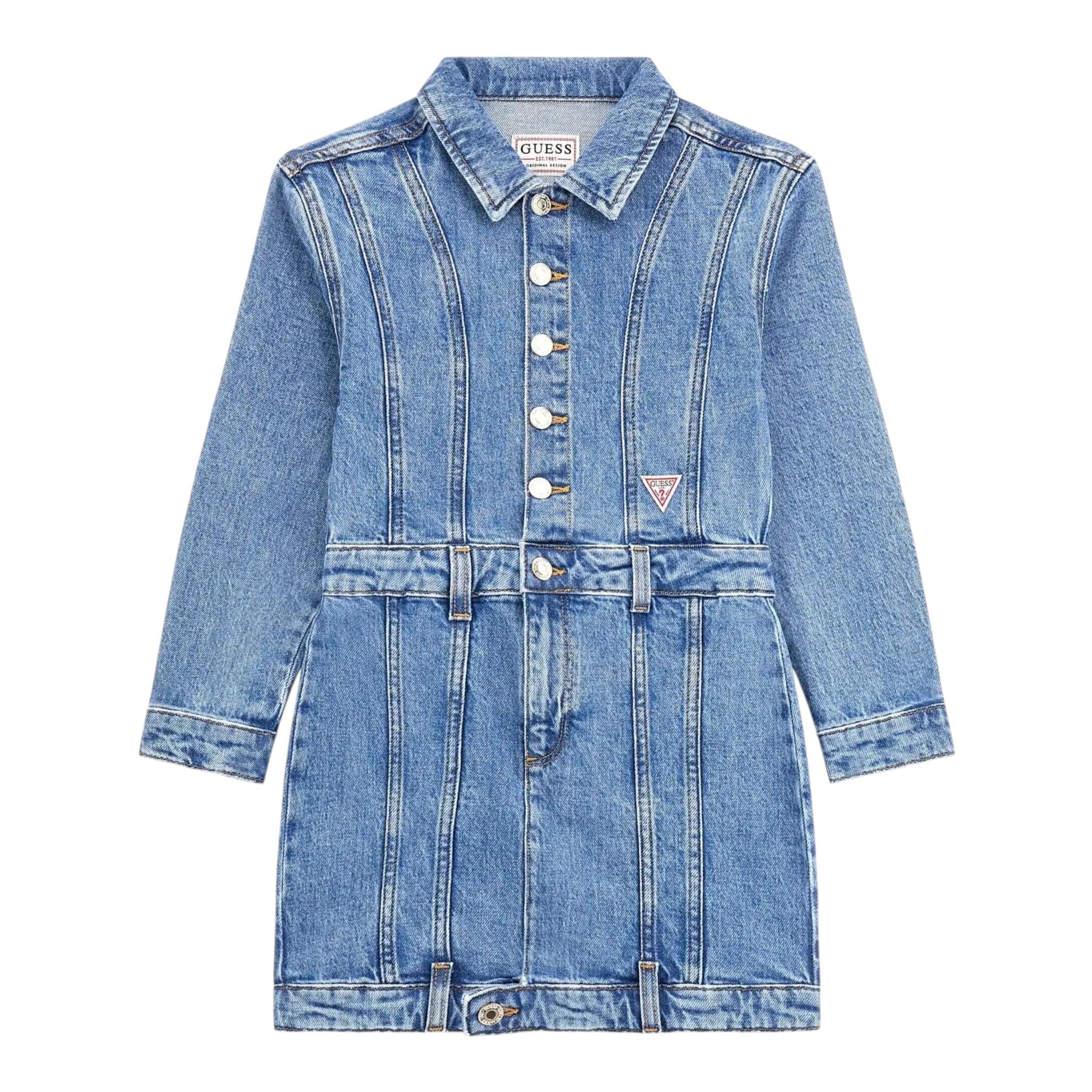 GUESS abito in denim tinta unita manica lunga Azzurro per Bambina J4YK26D4WF0 AZZURRO GUESS 