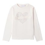 SARABANDA shirt girocollo tinta unita stampa brillantinata Bianco per Bambina 0A755 BIANCO SARABANDA 