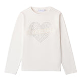 SARABANDA shirt girocollo tinta unita stampa brillantinata Bianco per Bambina 0A755 BIANCO SARABANDA 
