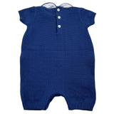 Little Bear Plain Half Sleeve Romper With Contrast Collar Blue For Newborn